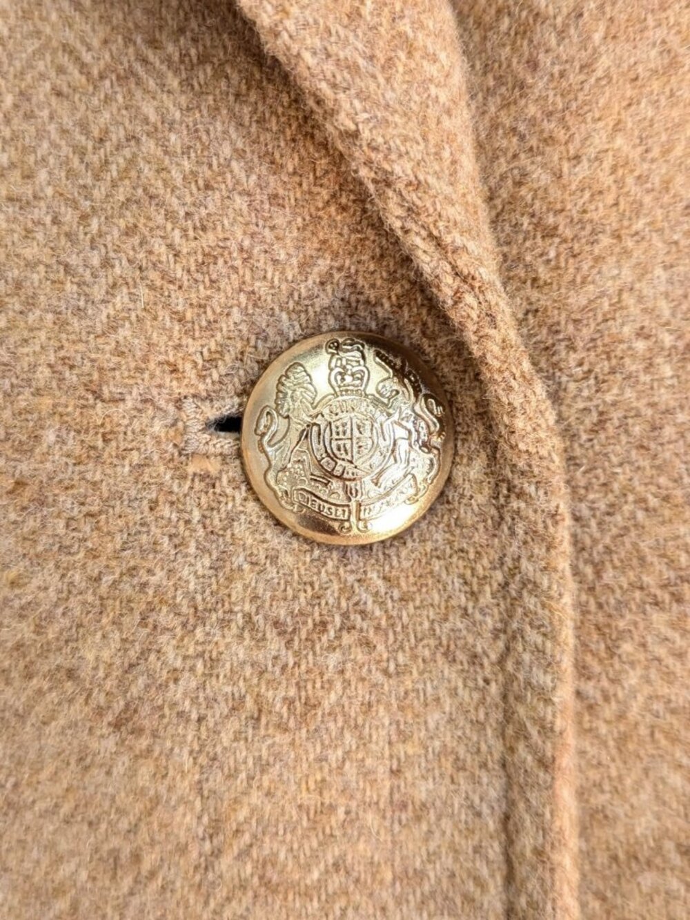 Talbots Classic Shetland Blazer Wool Blend Herringbone Size 16 Camel Tweed - Picture 12 of 15